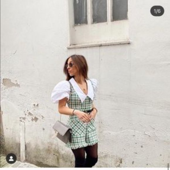 NWT ZARA Tweed Jumpsuit Ecru Green XL Blogger’ Fav - Picture 10 of 15